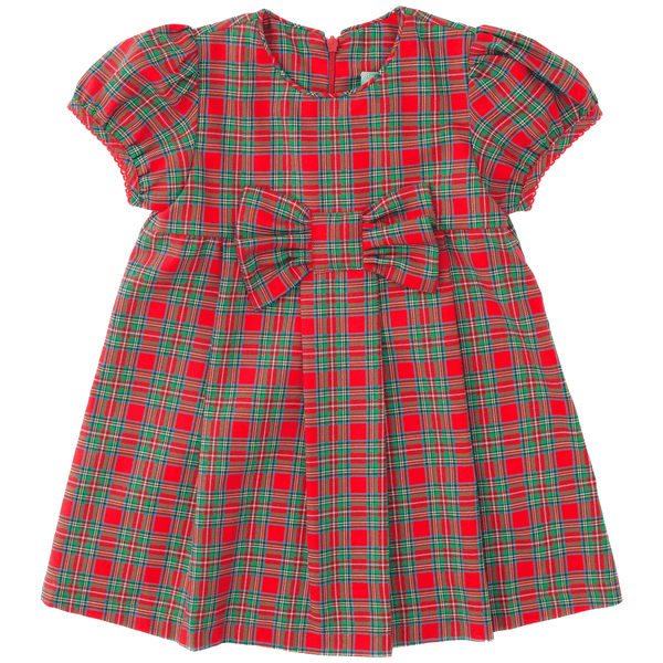 Red & Green Plaid- Bow Dress