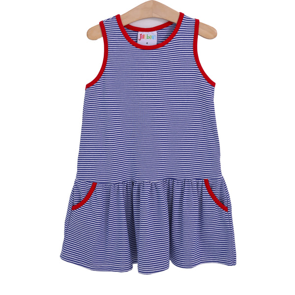 Bow Back Cheer Dress- Blue & Red