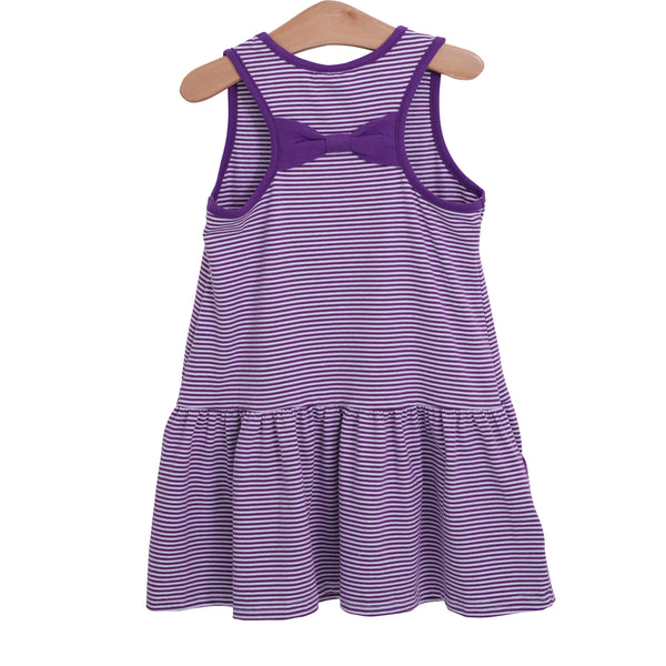 Bow Back Cheer Dress- Purple Stripe