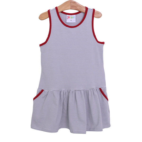 Bow Back Cheer Dress- Grey & Crimson