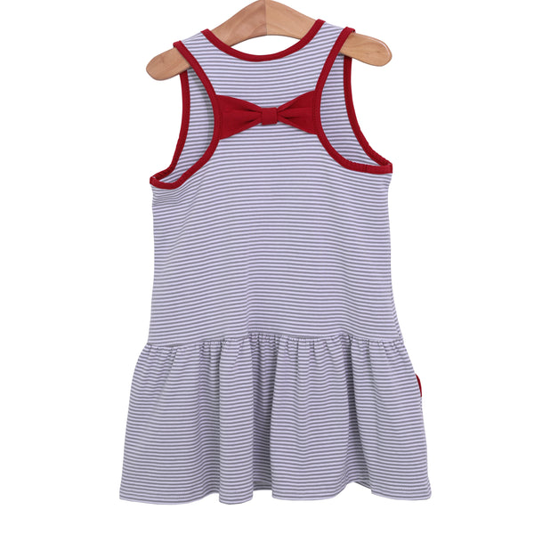 Bow Back Cheer Dress- Grey & Crimson