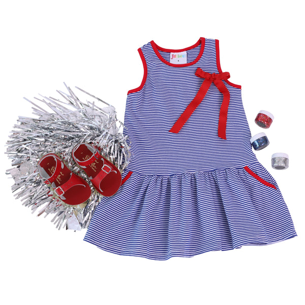 Bow Back Cheer Dress- Blue & Red