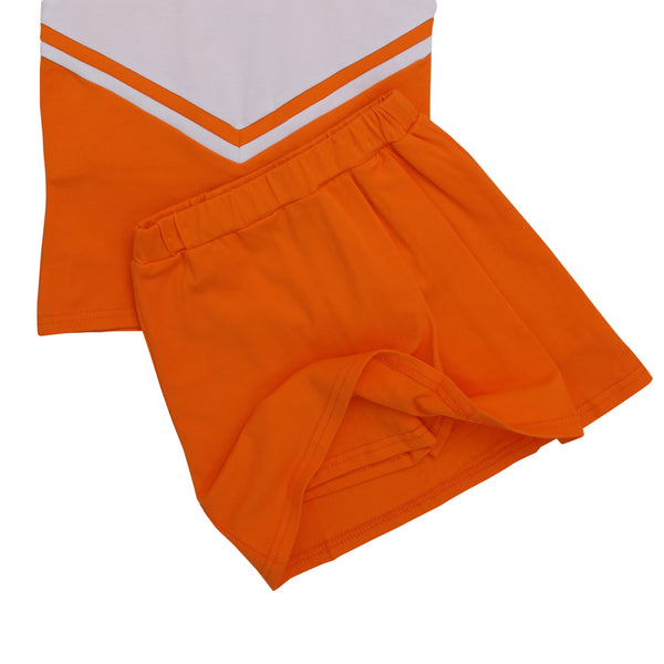 Cheer Uniform Skort Set- Orange/White