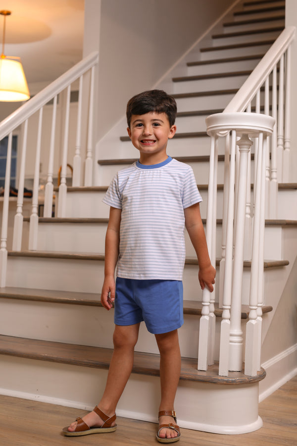 Avery Short Set- Light Blue Stripe and Blue