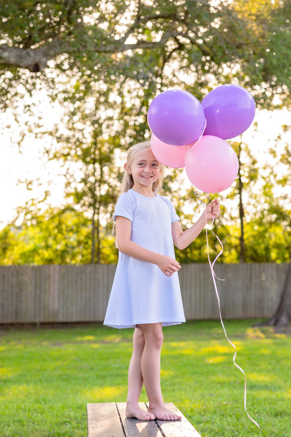 Sarah Dress- Light Blue Stripe