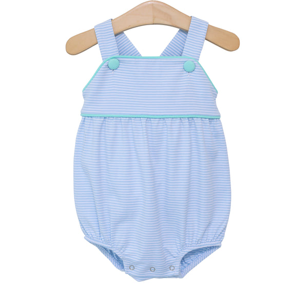 Luke Sunsuit- Light Blue Stripe and Mint