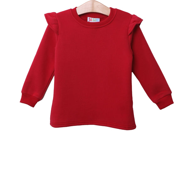 Ruffle Sweatshirt- Red