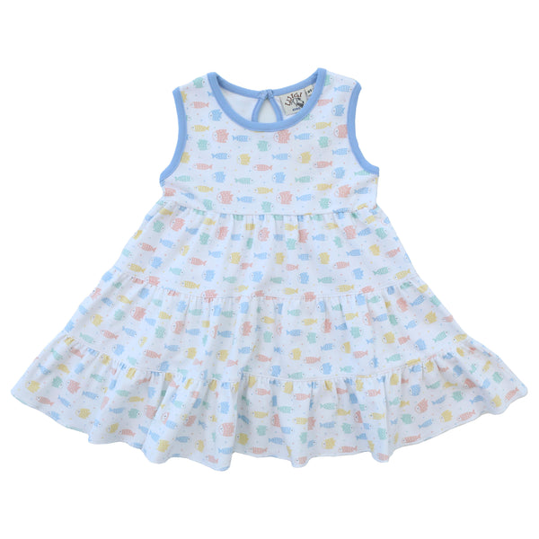 Pastel Fish Tiered Dress